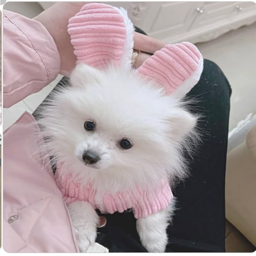 NWT dog bunny costume Dog Cat Ribbed pink with white fleece Halloween costume